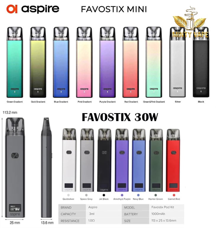 Cặp đôi Favostix : Pod Favostix 30W và Pod Favostix Mini 15W by Aspire