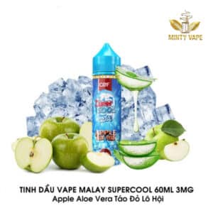 Tinh Dầu Vape Supercool Apple Aloe Vera - Táo Nha Đam Freebase 60ml - Malaysia