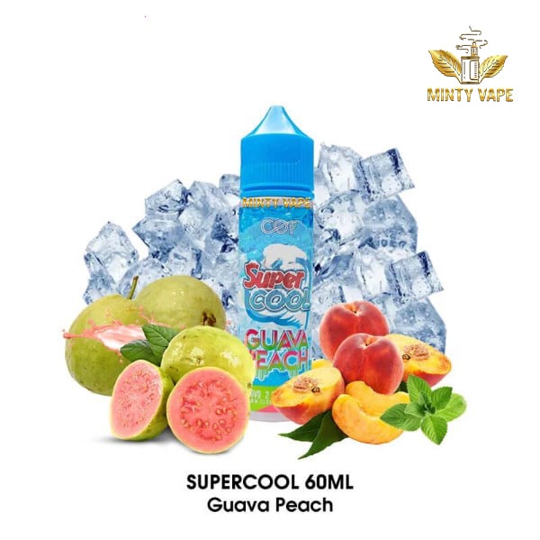 Tinh Dầu Vape Supercool Guava Peach - Ổi Đào Freebase 60ml - Malaysia