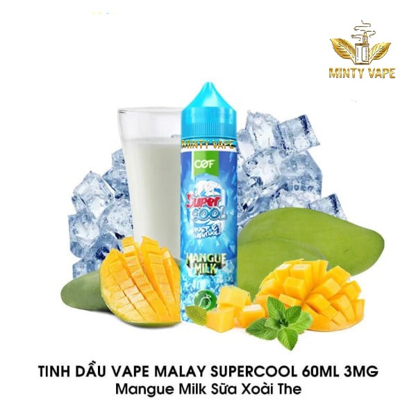Tinh Dầu Vape Supercool Mangue Milk - Sữa Xoài Freebase 60ml - Malaysia