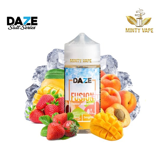 Tinh dầu Vape 7 Daze Fusion Freebase Iced Strawberry Mango Nectarine - Dâu Xoài Đào - 100ml Chính Hãng