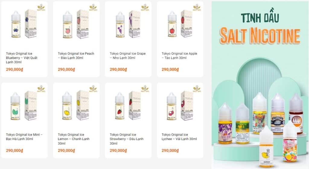 Các sản phẩm tinh dầu Salt nic tại Shop Pod gần đây nhất Minty Vape