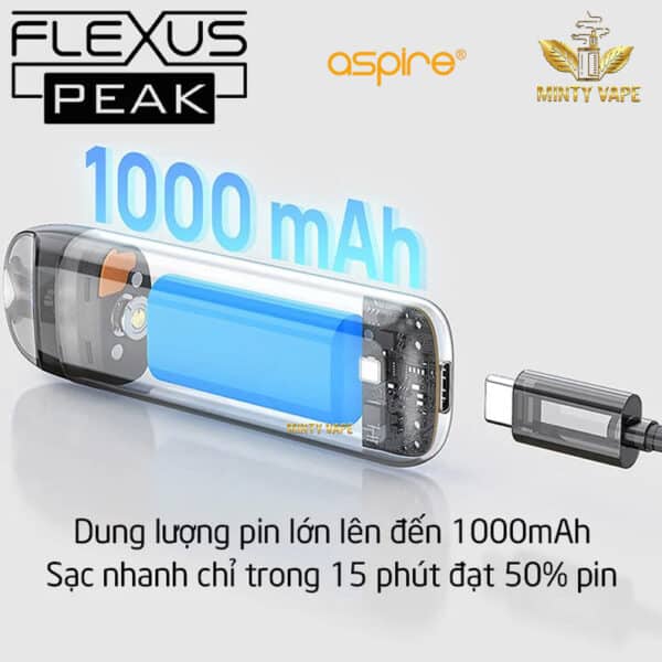 Pod Flexus Peak Pod Kit pin 1000mAh Sac nhanh type C